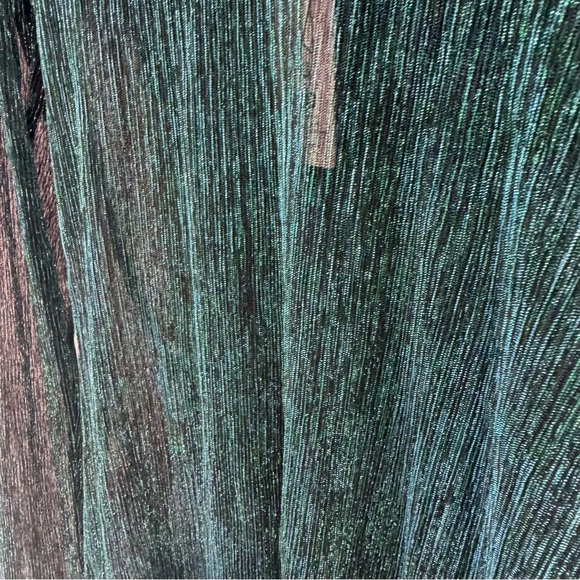 MINKPINK NWT Green Sheer Long Sleeve Shirt Blouse Metallic Shimmer Astrid Top - Picture 3 of 5